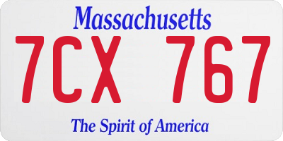 MA license plate 7CX767