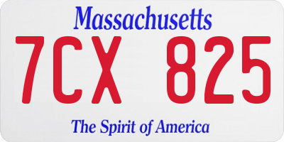 MA license plate 7CX825