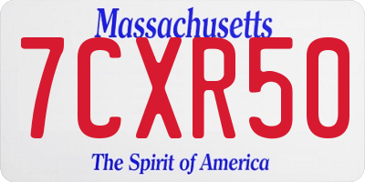 MA license plate 7CXR50