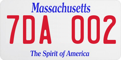 MA license plate 7DA002