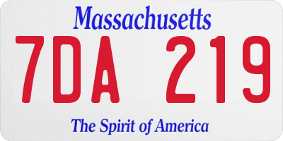 MA license plate 7DA219
