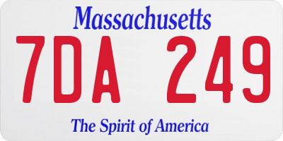 MA license plate 7DA249