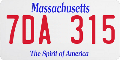 MA license plate 7DA315