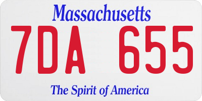 MA license plate 7DA655
