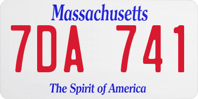 MA license plate 7DA741