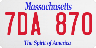 MA license plate 7DA870