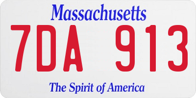 MA license plate 7DA913