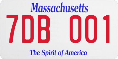 MA license plate 7DB001