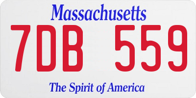 MA license plate 7DB559
