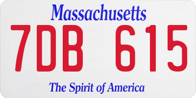 MA license plate 7DB615