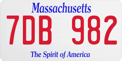 MA license plate 7DB982