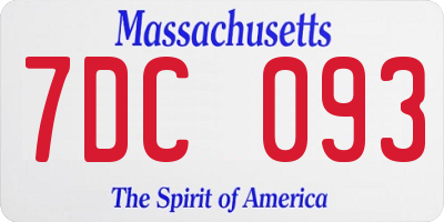 MA license plate 7DC093