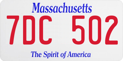 MA license plate 7DC502