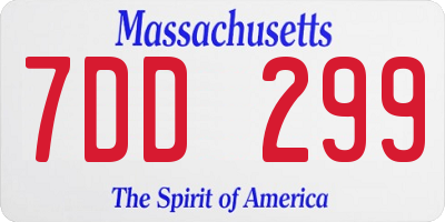 MA license plate 7DD299