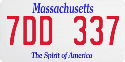 MA license plate 7DD337