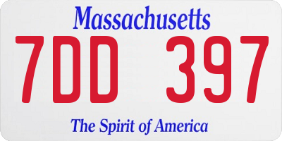MA license plate 7DD397