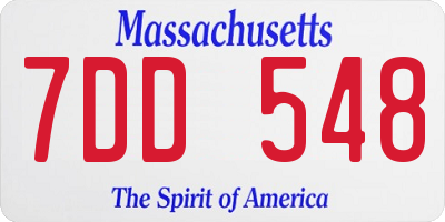 MA license plate 7DD548