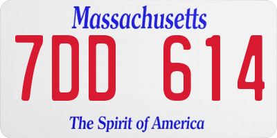MA license plate 7DD614