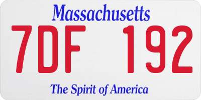 MA license plate 7DF192