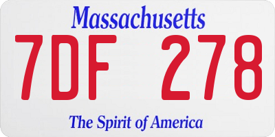 MA license plate 7DF278