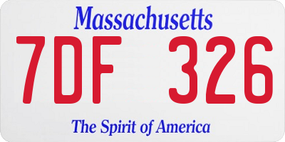 MA license plate 7DF326