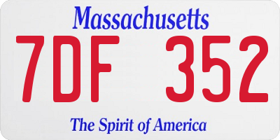 MA license plate 7DF352