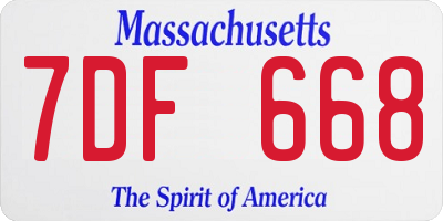 MA license plate 7DF668