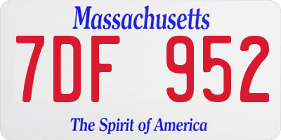MA license plate 7DF952
