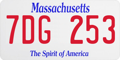 MA license plate 7DG253