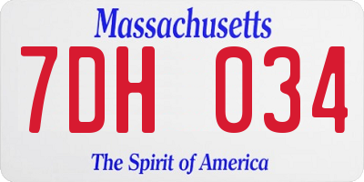 MA license plate 7DH034