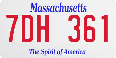 MA license plate 7DH361