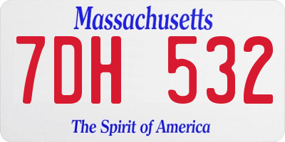 MA license plate 7DH532