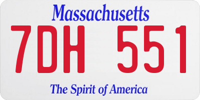 MA license plate 7DH551