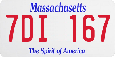 MA license plate 7DI167
