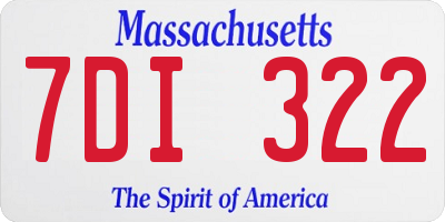MA license plate 7DI322