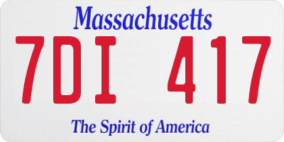 MA license plate 7DI417