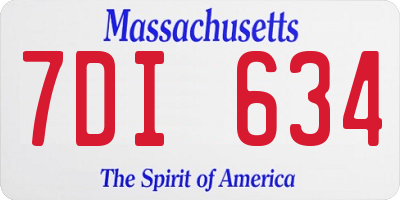 MA license plate 7DI634