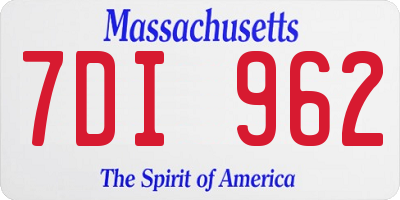 MA license plate 7DI962