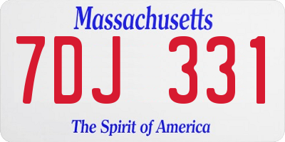 MA license plate 7DJ331