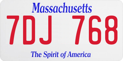 MA license plate 7DJ768