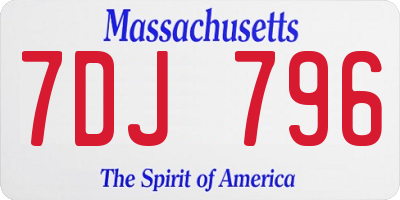 MA license plate 7DJ796