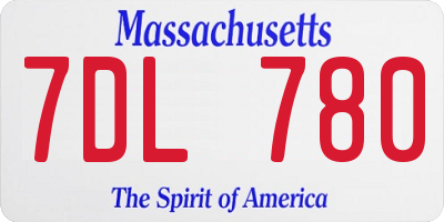 MA license plate 7DL780