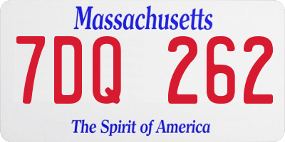 MA license plate 7DQ262