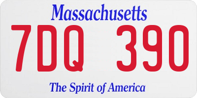 MA license plate 7DQ390
