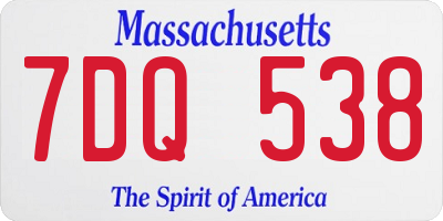 MA license plate 7DQ538