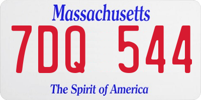 MA license plate 7DQ544