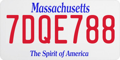 MA license plate 7DQE788