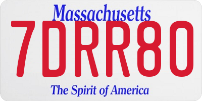 MA license plate 7DRR80