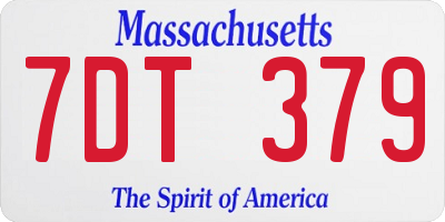 MA license plate 7DT379