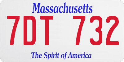 MA license plate 7DT732